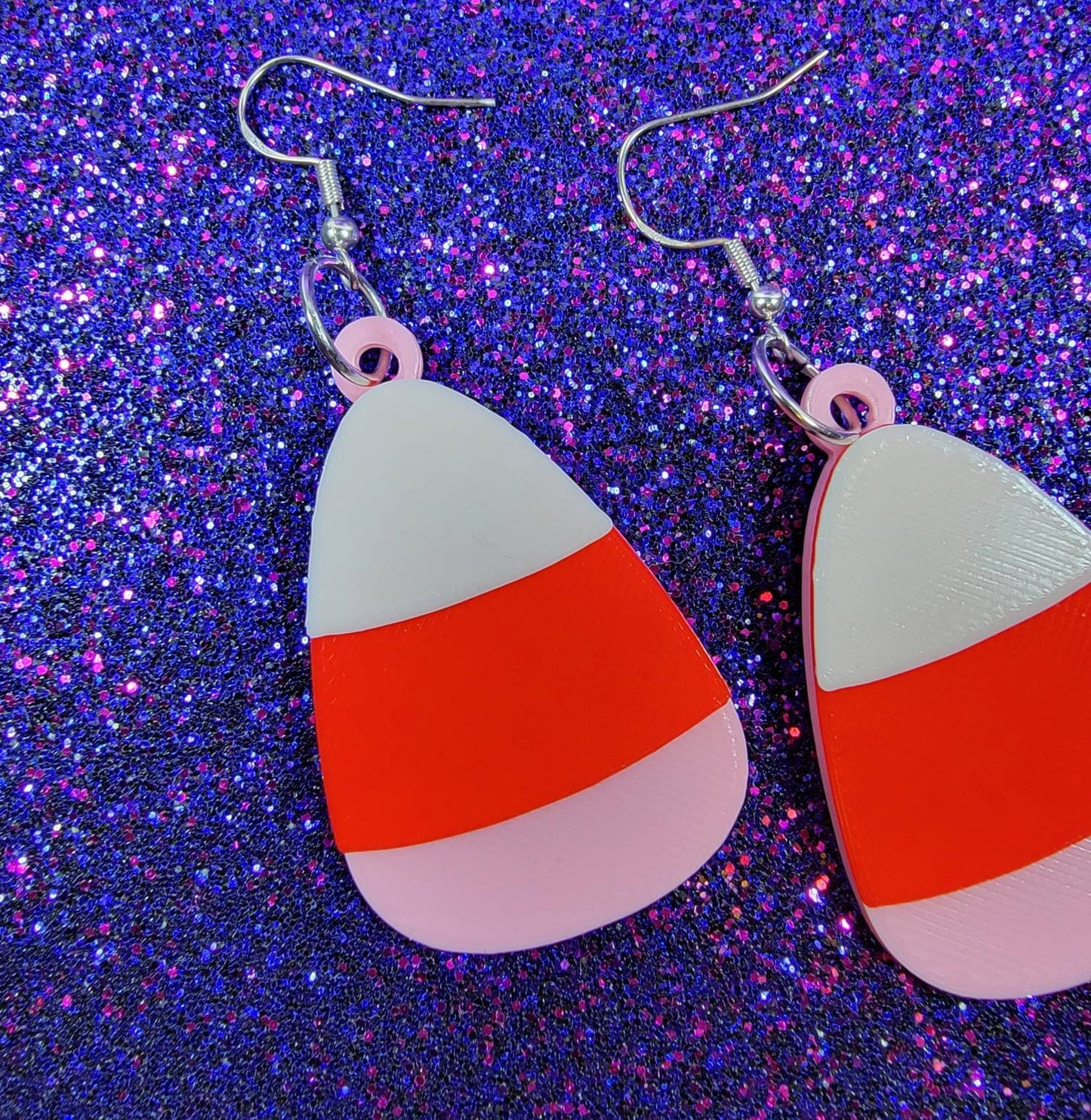 Valentines Day Candy Corn Earrings 3D Printed