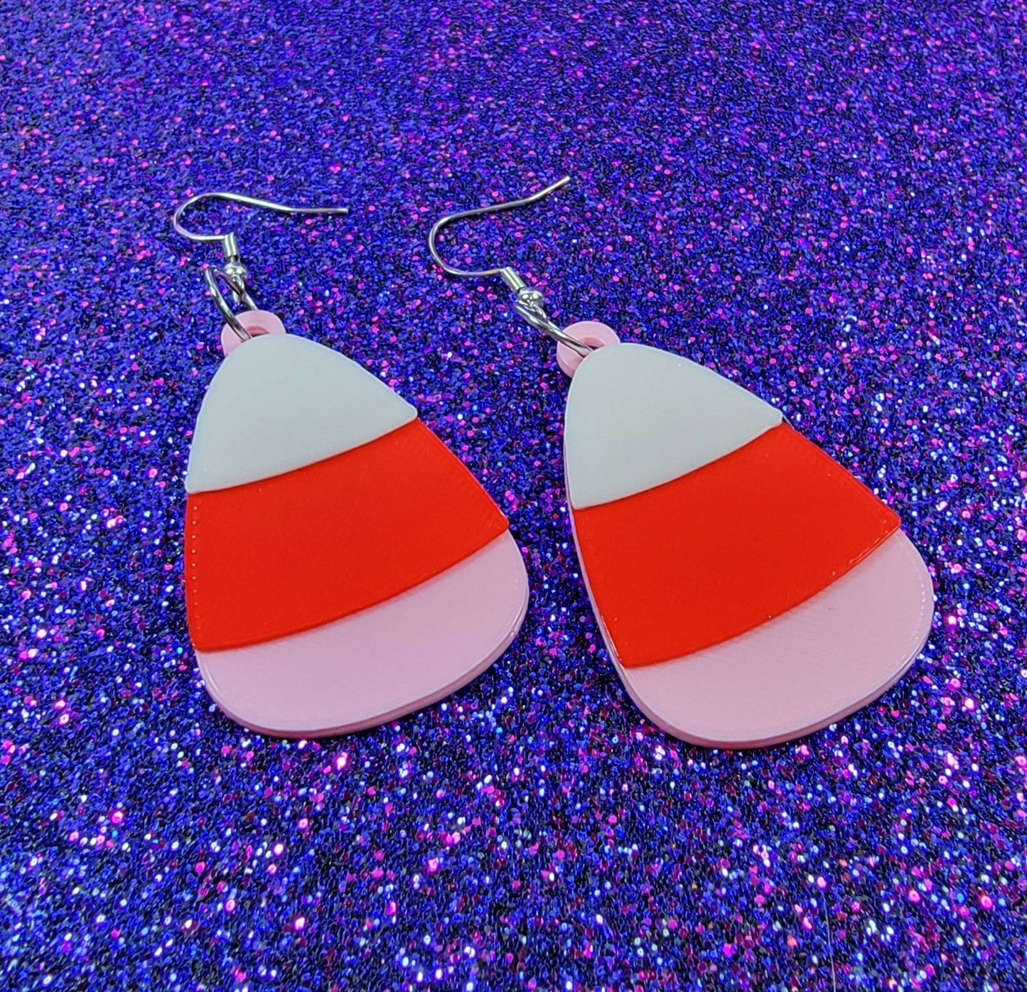 Valentines Day Candy Corn Earrings 3D Printed