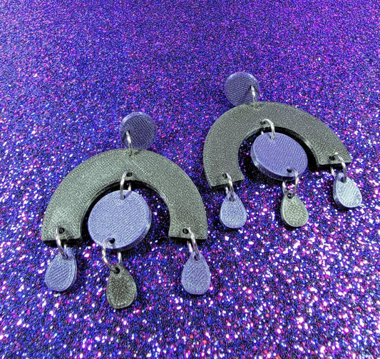 Goth Round Deco Statement Earrings 3D Printed
