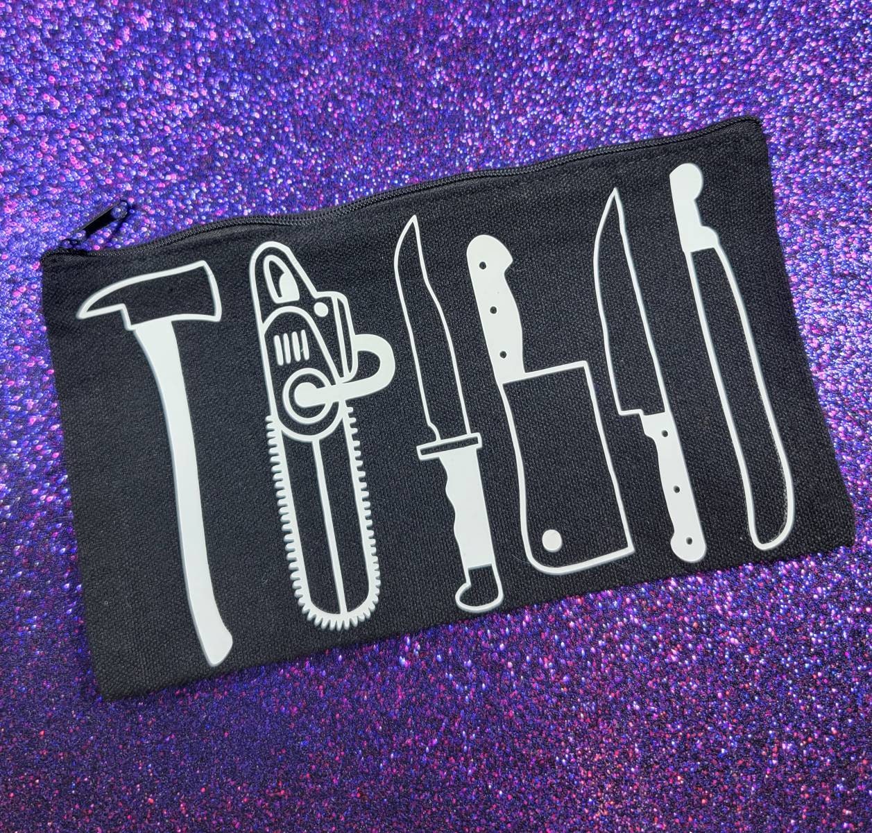 Horror Weapons Zippered Pouch, Makeup Bag, Pencil Case 4.8"x8.4"