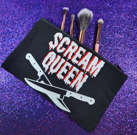 Scream Queen Zippered Pouch, Makeup Bag, Pencil Case 4.8"x8.4"
