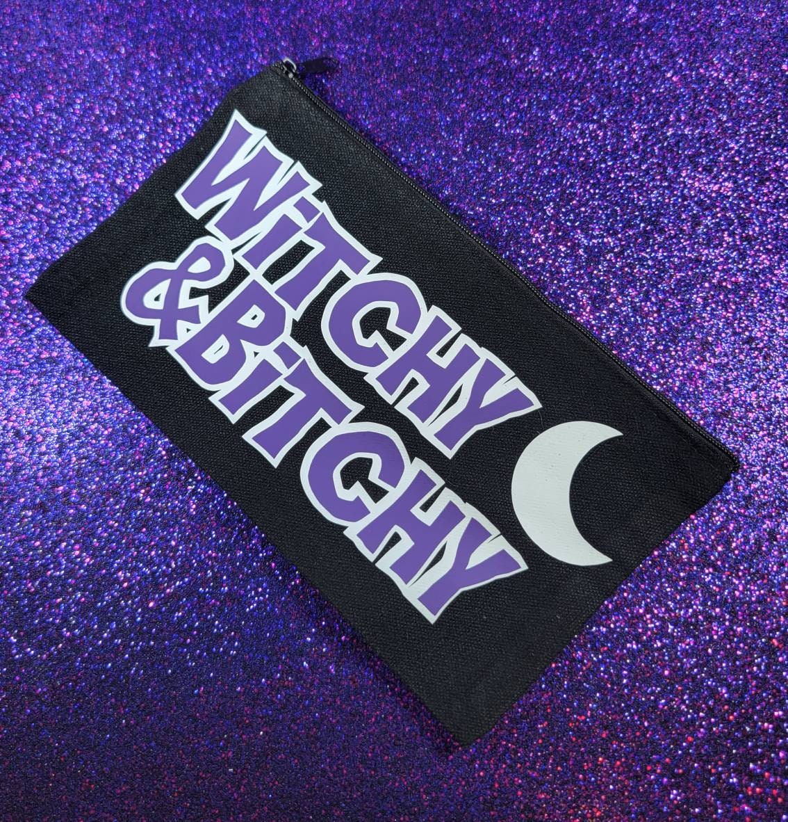Witchy and Bitchy Zippered Pouch, Makeup Bag, Pencil Case 4.8"x8.4"