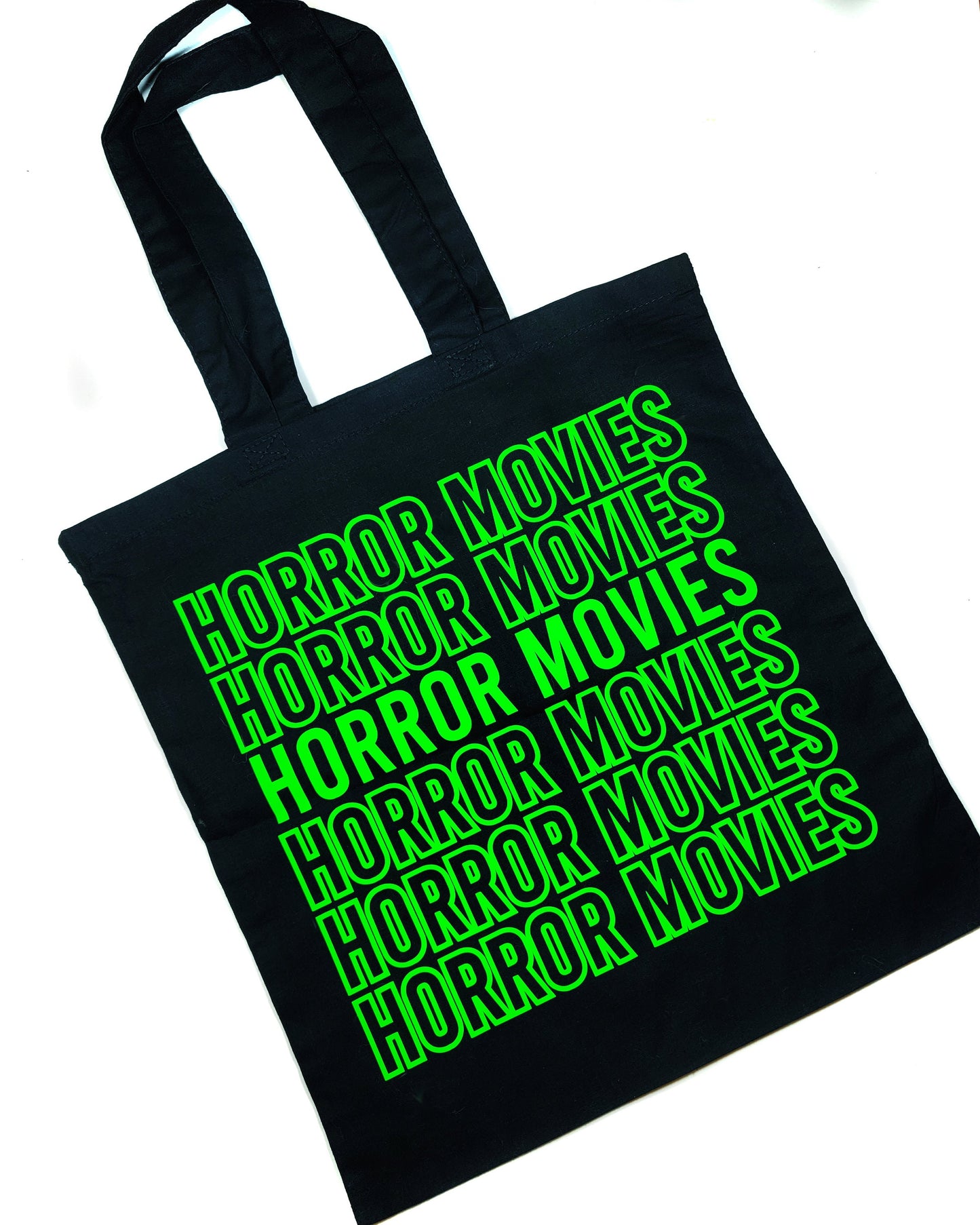 Horror Movies Tote Bag Black Cotton Reusable Shopping Bag 15"x16" Goth Spooky