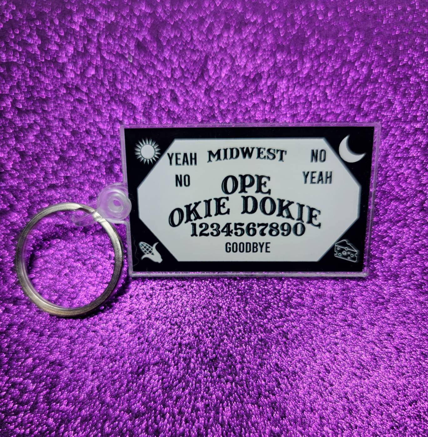 Midwest Ouija Spirit Board Acrylic Keychain 2.5" Funny Midwestern