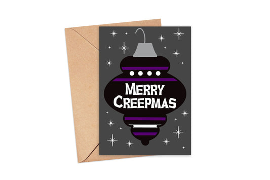 Merry Creepmas Ornament Spooky Christmas Greeting Card 5x7, Goth Christmas, Creepmas Card, Horror Holiday