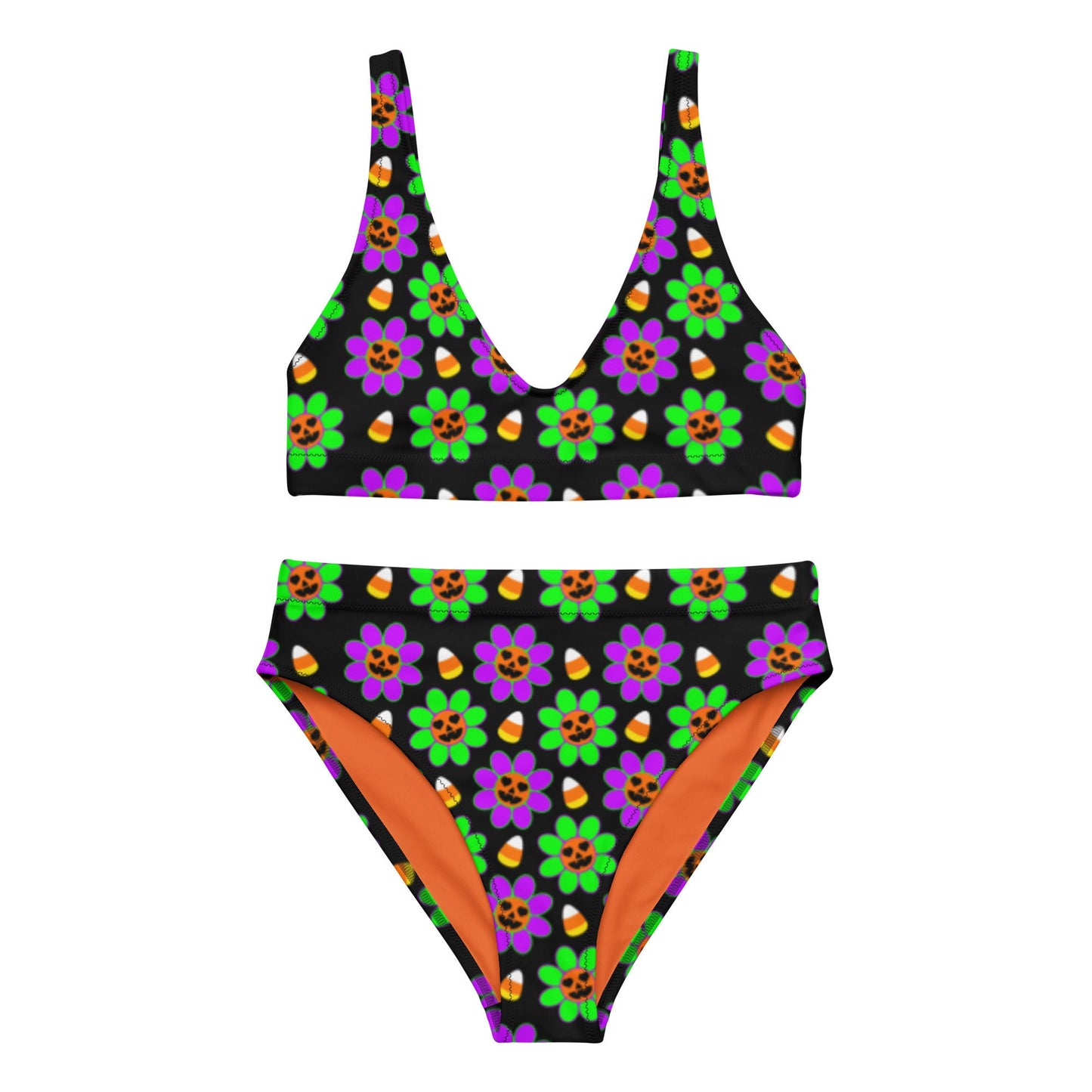 Pumpkin Daisy Recycled high-waisted bikini
