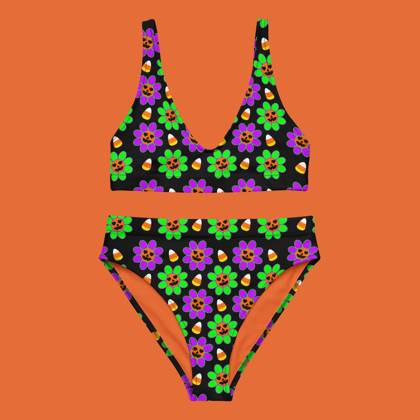 Pumpkin Daisy Recycled high-waisted bikini