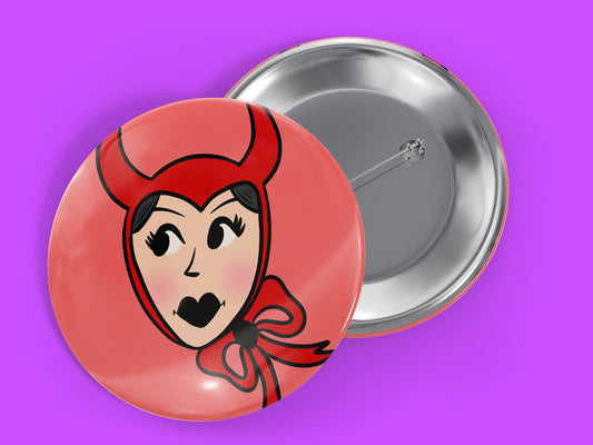 Devil Girl Halloween 1.5" Pinback Button Badge