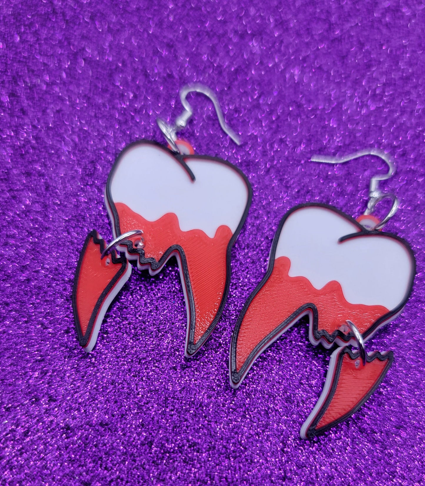 Broken Tooth Statement Earrings 3D Printed, Weird Earrings, Unique Earrings, Edgy Earrings, Alternative Earrings