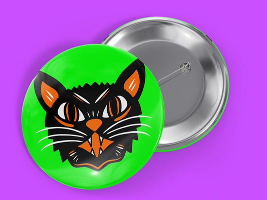 Black Cat Halloween 1.5" Pinback Button Badge