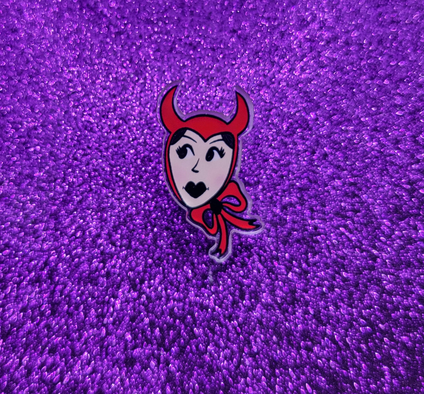 Devil Girl Acrylic Pin, Spooky, Halloween, Goth